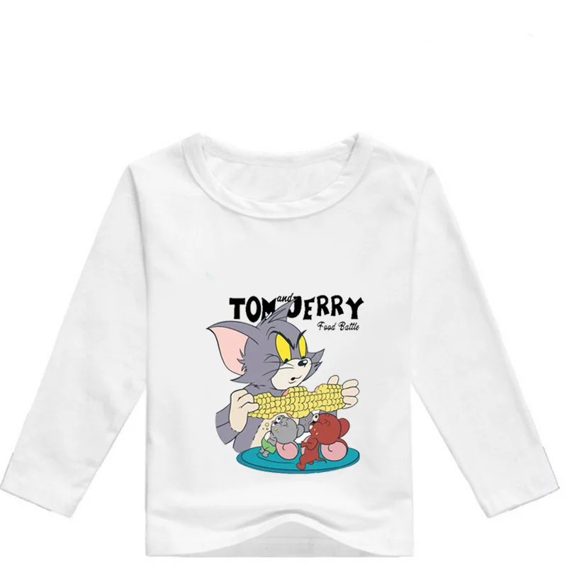 Коллекция года, От 2 до 13 лет, новые детские футболки с длинными рукавами с изображением Тома и Джерри одежда для мальчиков Детский топ для девочек, футболки, детские костюмы, Свитшот - Цвет: color9  0469