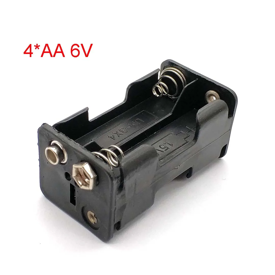 Aa-Battery-Holder Case Storage-Box Plastic 9v-Connector 6V for Black Dual-Layers