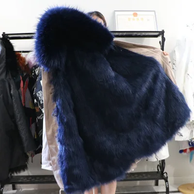 Khaki royal blue Плюшевые пальто, толстые теплые меховые зимние модные женские пушистые пальто из искусственного меха, длинная куртка-бомбер, высокое качество, дизайнерская русская - Цвет: Khaki royal blue