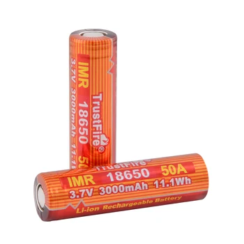 

TrustFire IMR 18650 50A 3.7V 3000mAh 11.1Wh Rechargeable Li-ion Battery Lithium Batteries with Safety Relief Valve