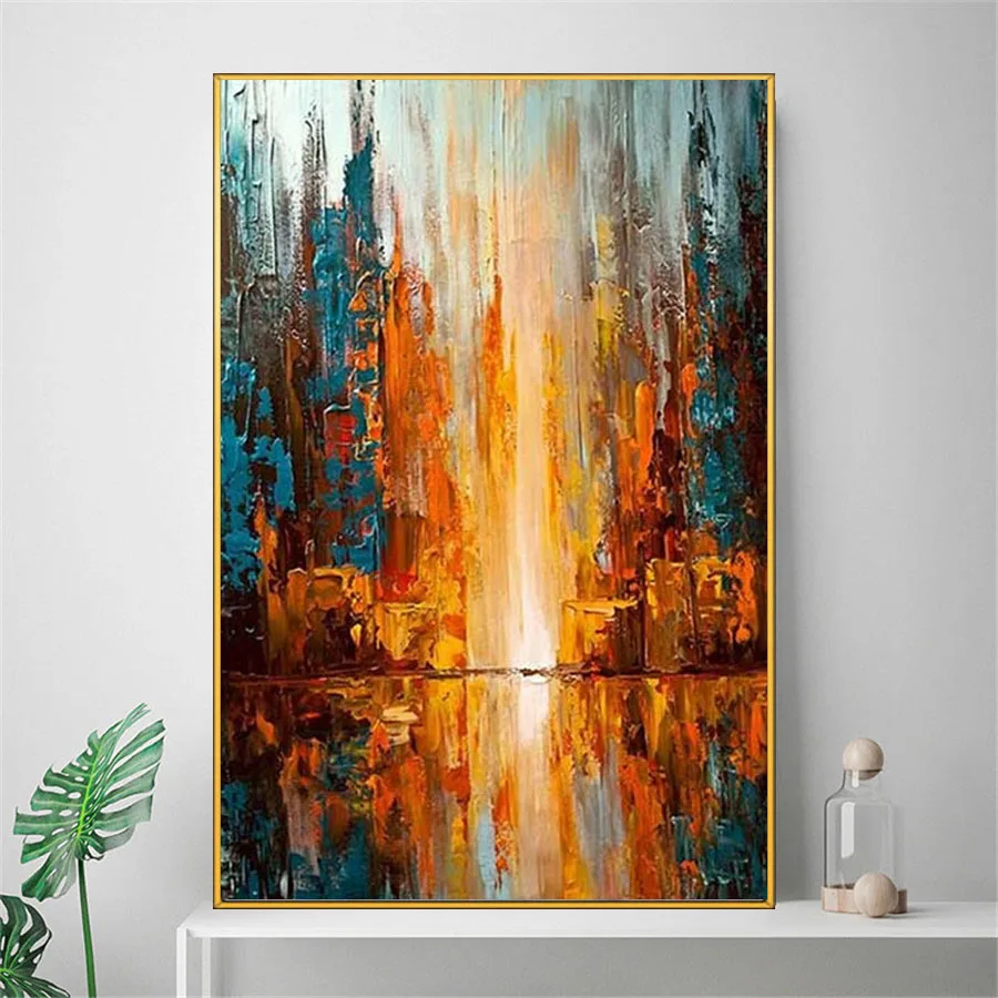 

100% Handpainted Modern Oil Painting On Canvas Wall Art Graffiti Abstract Picture Urban Landscape Poster For Living Room Trim