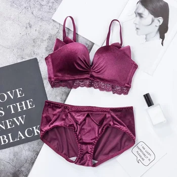 

Fashion Cat Ears Bra Panties Set Women Push Up One-Piece Gathered Bra Female Sexy Bras Lace Lingeries Set