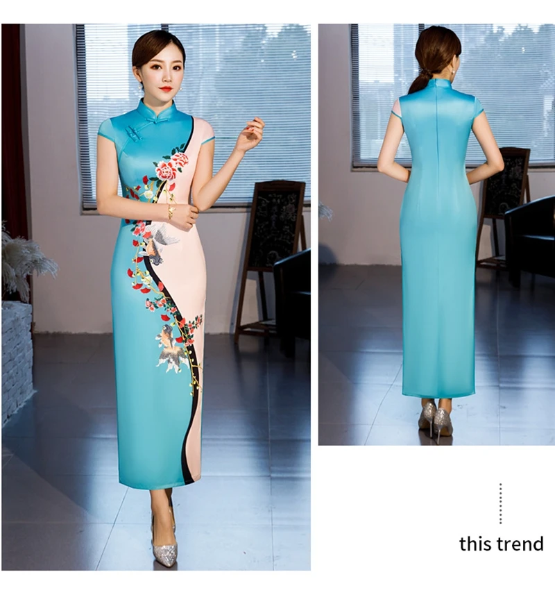 Cheongsam женское платье с длинным следующих применений: представления на сцене cheongsam платья XL показать этикет леди форма Ципао китайское платье Ципао