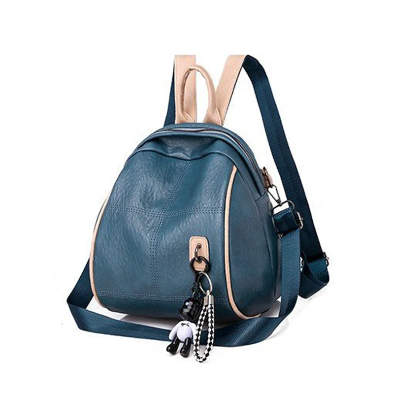 Синий Женский ранец черный Мини Роскошный рюкзак из искусственной кожи Mochila Feminina Большой Вместительный рюкзак для девочек полукруглый спортивный рюкзак для путешествий - Цвет: Синий