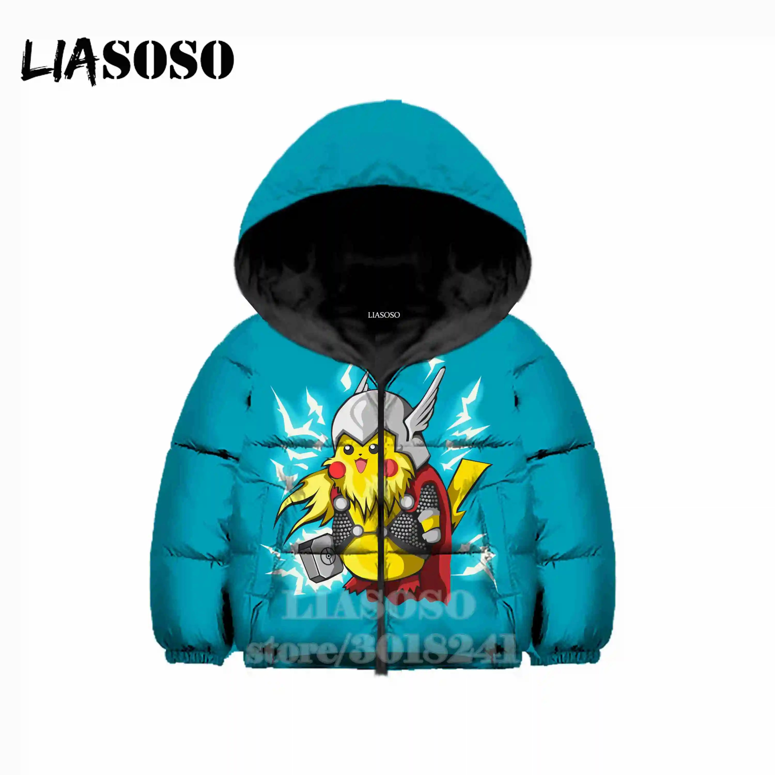 13 Покемон пуховые пальто детские 3D принт аниме Ash Ketchum, детская одежда на хлопковой подкладке для мальчиков и девочек, с застежкой-молнией толстовка с капюшоном теплая куртка B177 - Цвет: 13