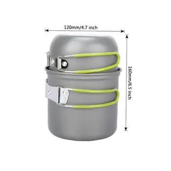 

Portable Compact Backpack Camp Stove Kit with Cooking Pot Ultra Light Alloy Wild Stove with Green Handle Small Burner Stove 1pc