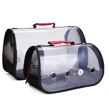 

Portable Travel Handbag Pet Supplies Breathable Outdoor With Handle Zipper Closure Bird Carrier Transparent Parrot Cage S/M