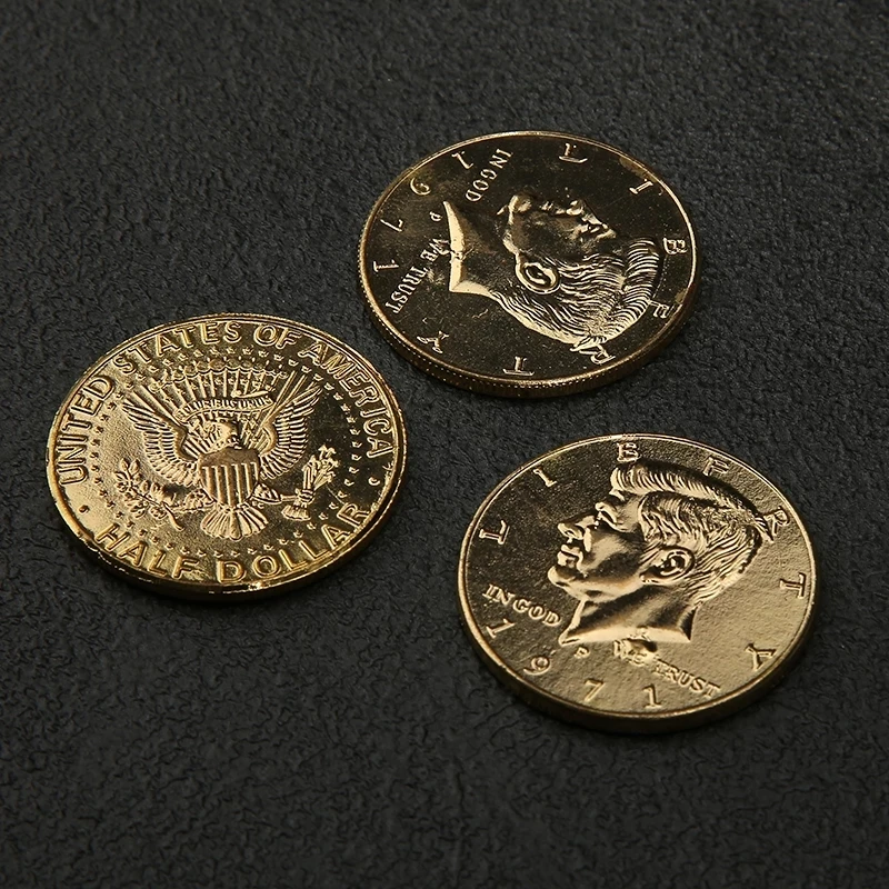 

5Pcs Half Dollar Coin Gold Magic Coin Magic Tricks Gimmick Close-Up Street Trick Magician Prop