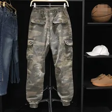 Свободные камуфляжные брюки-карго для мужчин; повседневные брюки для бега большого размера с карманами; штаны-шаровары с эластичной резинкой на талии; мужские брюки в стиле хип-хоп; уличная одежда