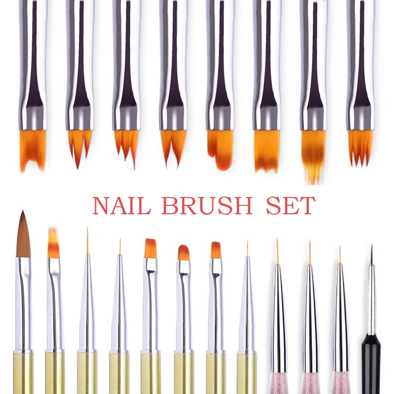 Набор кистей для дизайна ногтей с шапочкой гель-лака 3D линий Ручка Акриловая
