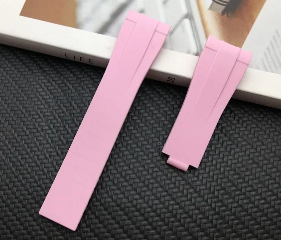 Pink strap Обычная использование 20 мм мягкий изогнутый конец натуральная резина Ремешок для ролевого ремня для Daytona Submariner GMT explorer 2 Браслет без логотипа - Цвет ремешка: Pink strap