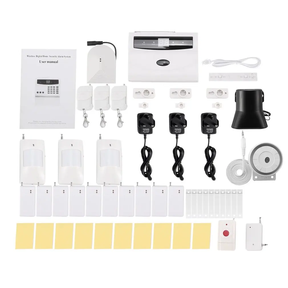 

LED Intelligent Wireless Digital Home Security Alarm System Fireproof Burglarproof Emergency Help For Home Safe UK Plug