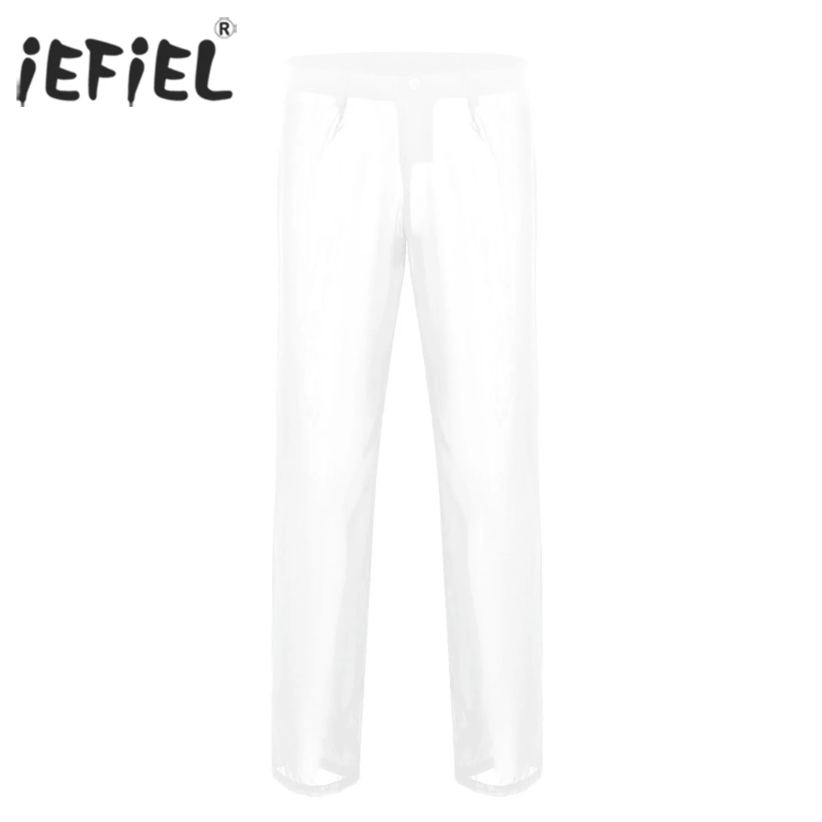 

iEFiEL Mens Sexy Pants Transparent See Through Sheer Chiffon Casual Loose Fit Straight Legs Long Pants Beach Workout Pants