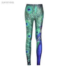 Runnings леггинсы Павлин зеленое Перо хвоста печати пикантные женские облегающие Джеггинсы стрейч брюки Леггинсы Карандаш узкие брюки низ