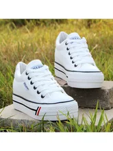  Women Hidden Heel Platform Wedge Canvas Shoes Outdoor Breathable Trainers Female Sneakers Woman Casual Shoes 