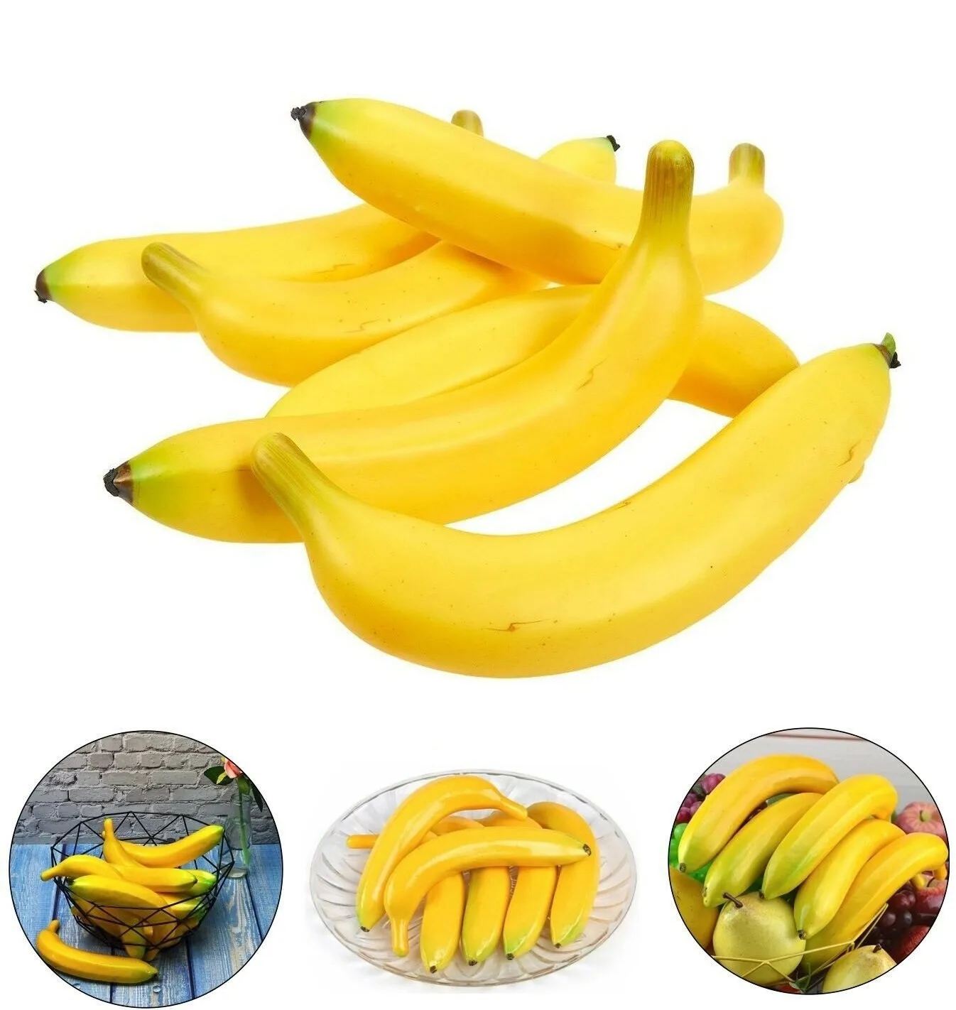 6 Pcs Plastic Foam Artificial Bananas Simulation Fruit Props Decor Kit Practical For Home Decoration Accessories
