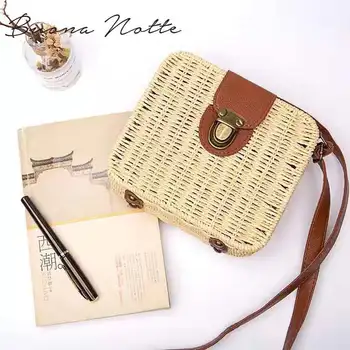 

Straw Bag Candy-Colored Square Cute Ladies' Bag Beach Bag Rattan Straw Bag Rattan