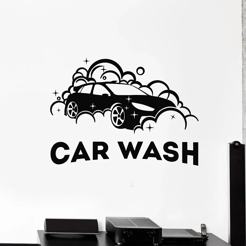 Car Wash Wall Decal Auto Cleaning Service Garage Art Decoration Door