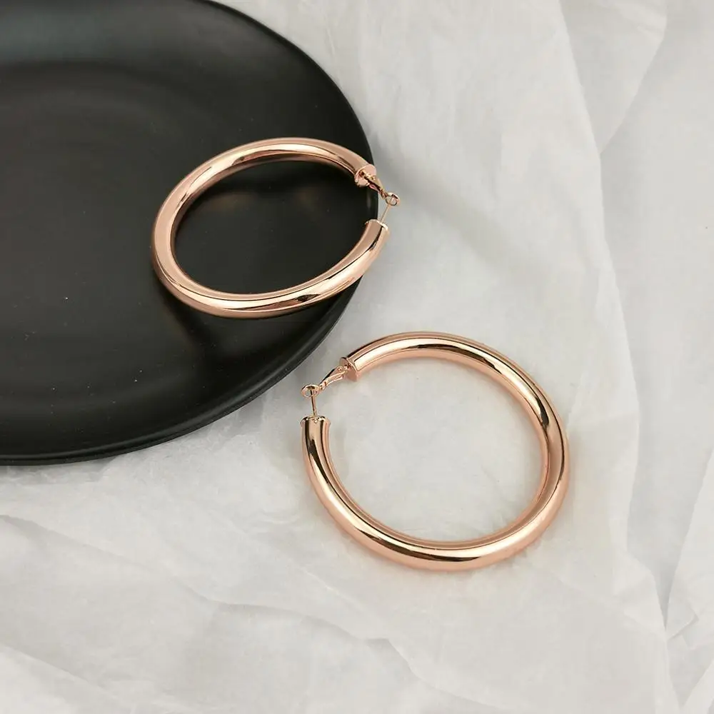UKEN 2024 Punk Fashion 70mm Diameter Wide Big Hoop Earrings For Women Statement Earrings Brincos Jewelry Accessories Thick 6