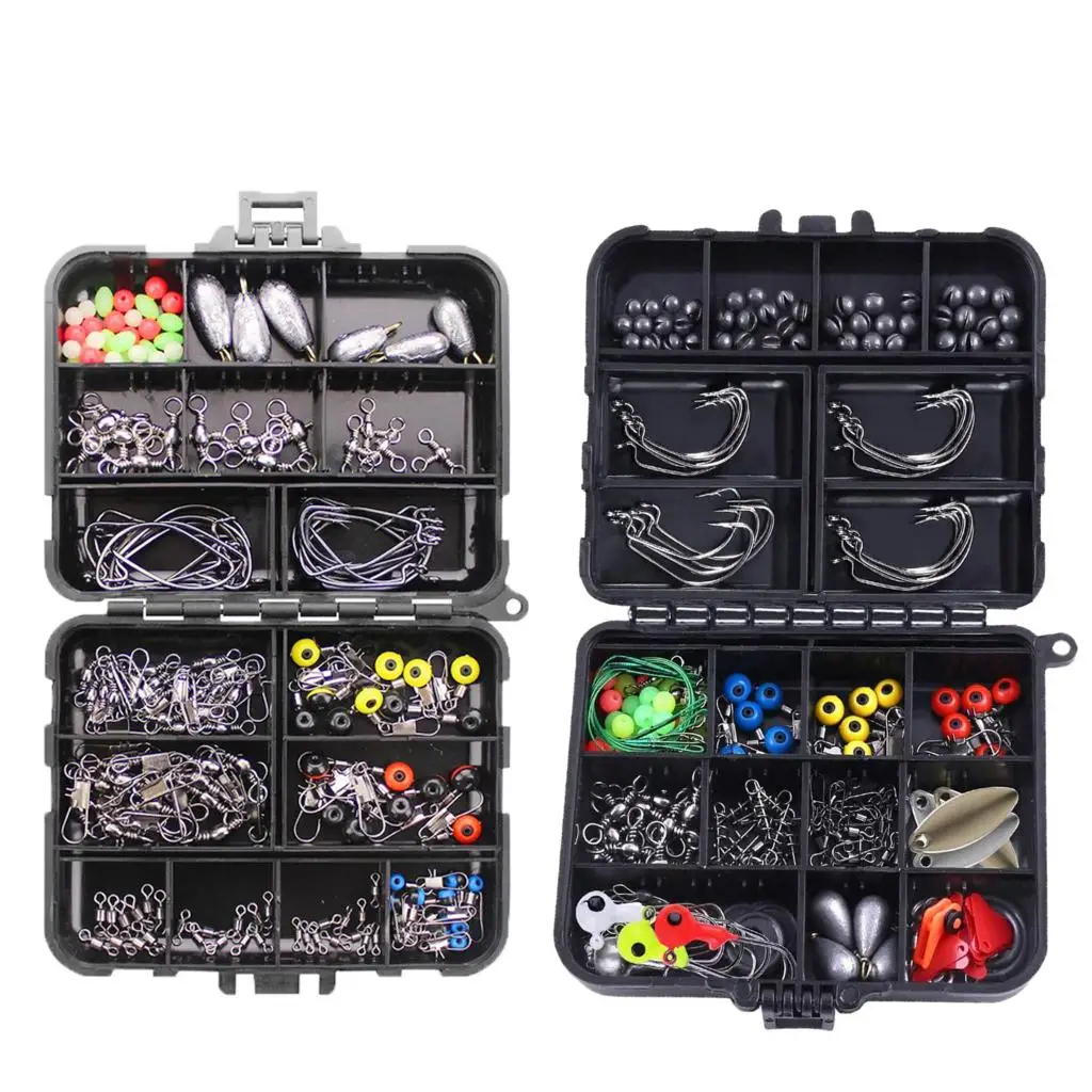 160/187pcs Fishing Accessories Kit Jig Hooks Fishing  Equipment Accessories Set for Freshwater Saltwater with Tackle Box