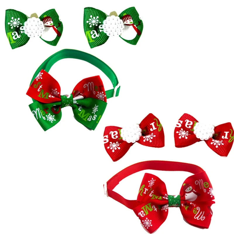

Christmas Holiday Pet Dog Cat Collar Bow Tie Adjustable Neck Strap Cat Dog Nursing Accessories Set Pet Product Supplies Xmas New