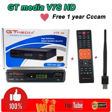 Спутниковый искатель рецептор netflix GTmedia v7s HD кинотеатр 1 год бесплатно Европа 7 нажатий домашний аудио медиа Google голосовой помощник Yo