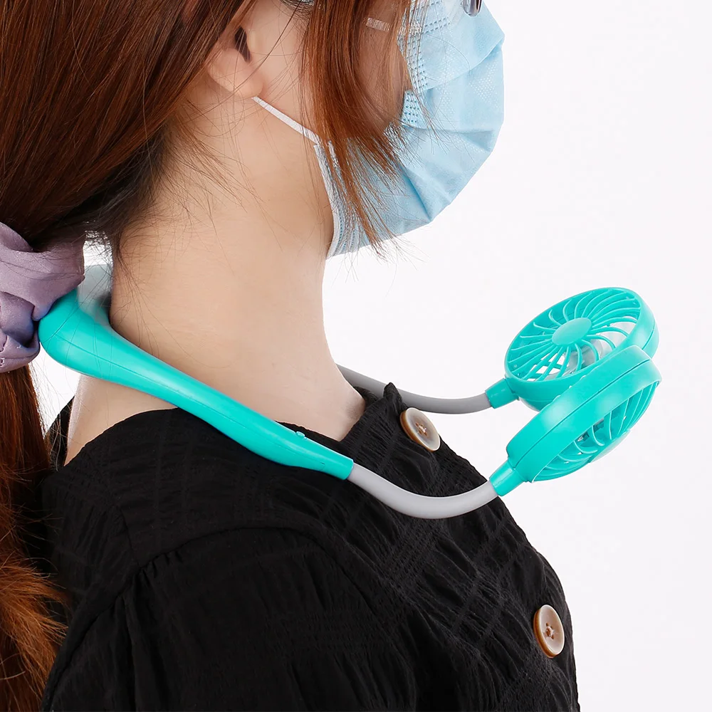 Портативный мини вентилятор без рук персональный USB перезаряжаемый шейный 3