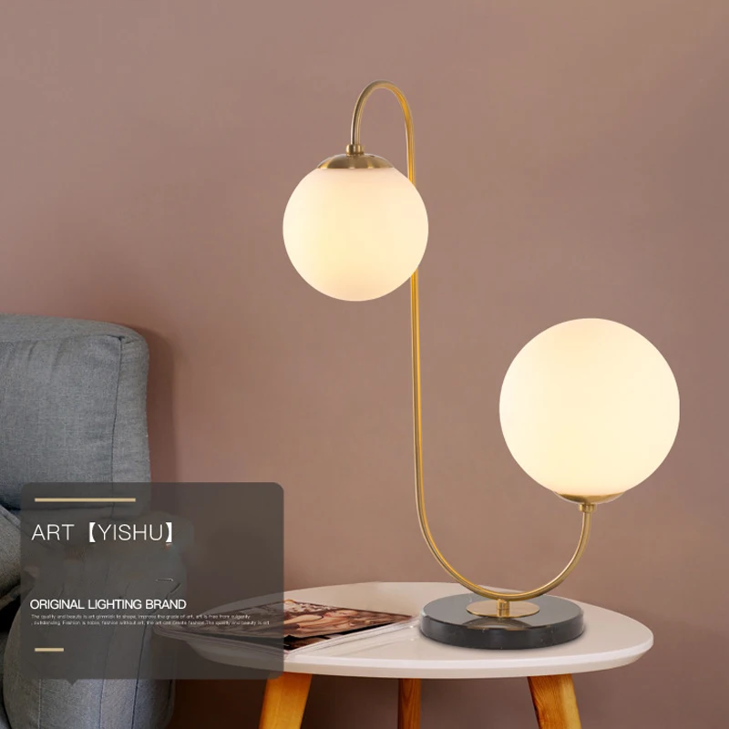 

Nordic Modern Minimalist Table Lamps For Living Room White Glass Ball Table Light Round Ball Desk Lamp Reading