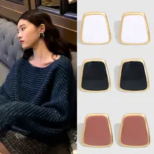 Серьги в стиле корейских звезд для женщин, модные простые ювелирные изделия, креативные геометрические металлические серьги, женские подарки