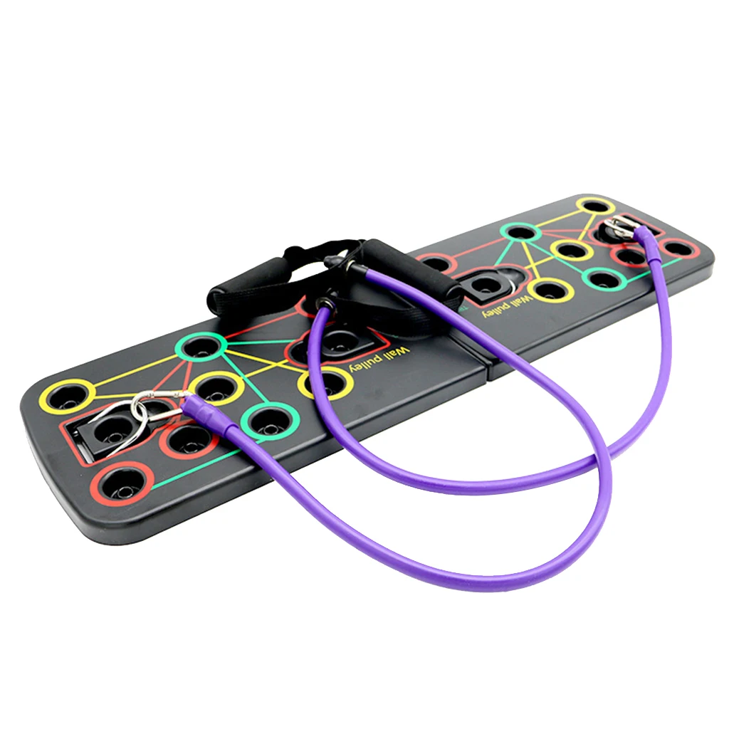 Portable Push-up Board Workout Kit Foldable Push Up Stands Home Gym Muscle Training Fitness Equipment w/ Tension Rope & Handles