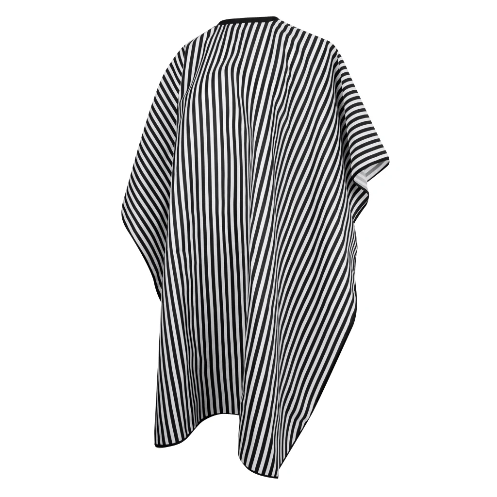 Professional Adults Salon Cape Haircut Apron Button Hairdressing Gown Apron - Black and White Stripes - Large Size