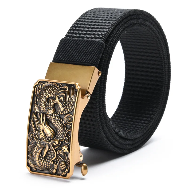 TJ-TingJun new men's leisure tactical belt automatically buckles the animal pattern belt and extends nylon canvas belt  B1909