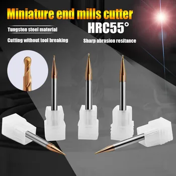 

TUGE Cutter HRC55 2Flute Tungsten Steel Miniature Ball Nose End Milling Cutter Hard Alloy Carbide Milling Tools For Metal Alloy