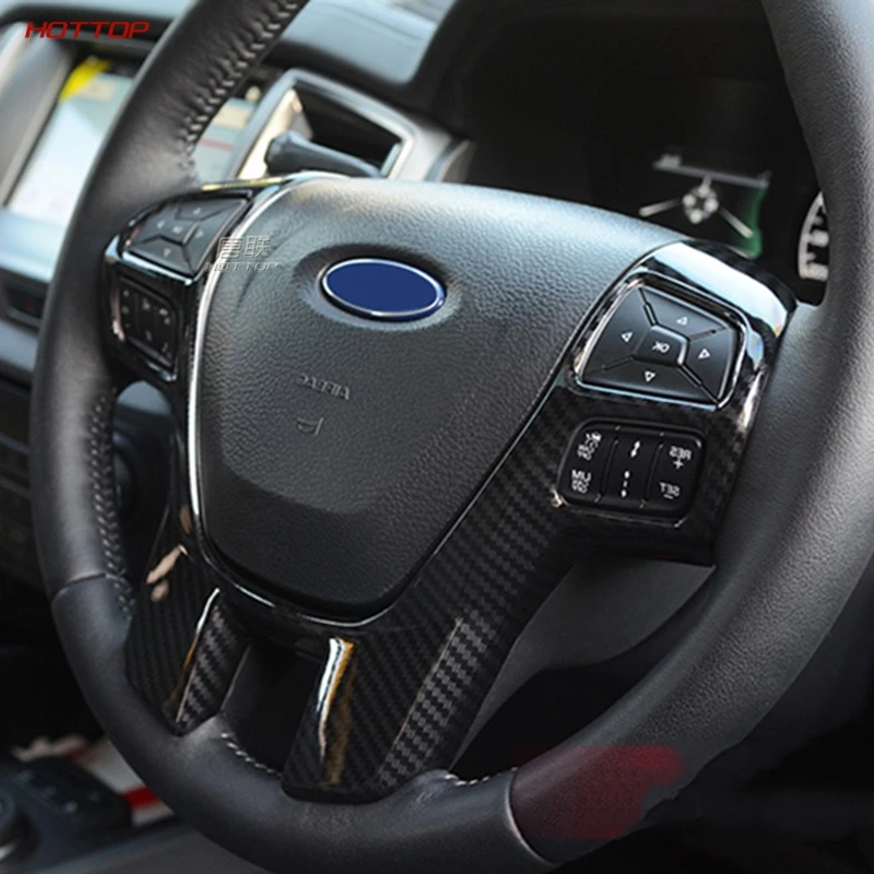 ABS углеродное волокно Текстура Черный Руль украшения отделка стикер для Ford Everest