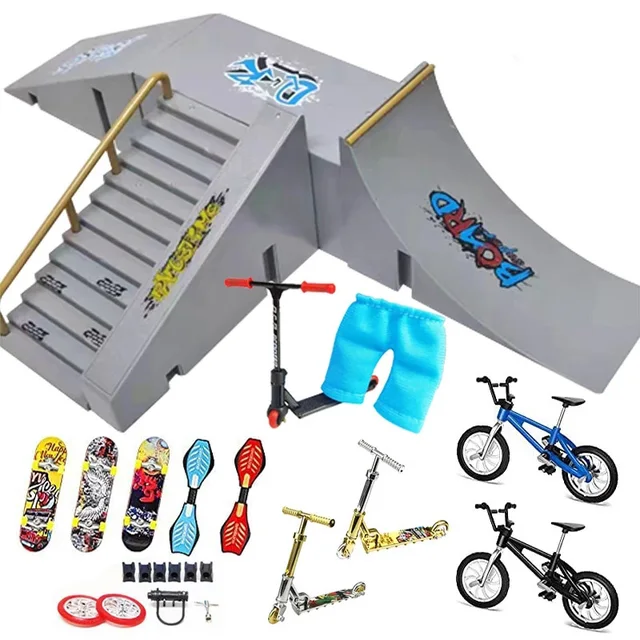 Tech Finger scooter Two Wheel Mini Skateboards Ramp Parts Sets Finger BMX Fingertip Bikes Fingerboard Skate Deck Novelty Toys 2
