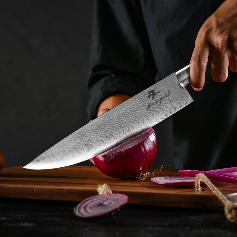 Лидер продаж 10 дюймов Дамасские поварские ножи для ресторана кухонный нож Gyuto инструменты для приготовления пищи Высокое качество нож для нарезки