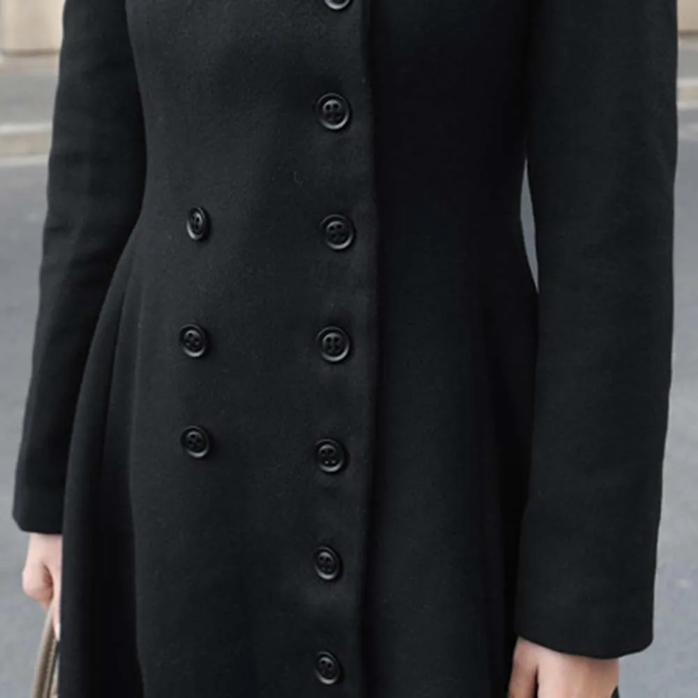 Осень-зима, женское длинное пальто во французском ретро стиле, корейский стиль, офисное женское черное шикарное шерстяное свободное элегантное пальто