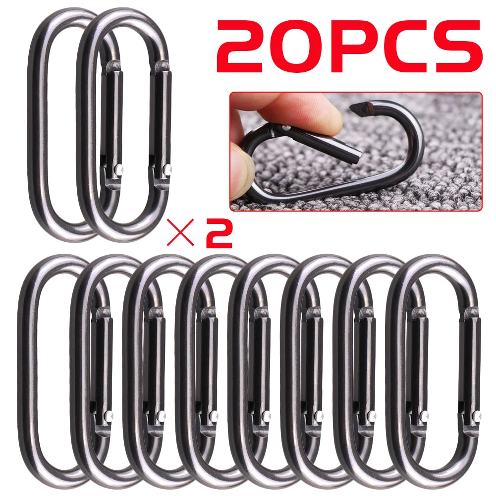 Clips mosquetón, hebilla colgante ovalada negra, pequeños para botella de agua y arnés, 5/10/20 Uds.|Accesorios de escalada| - AliExpress