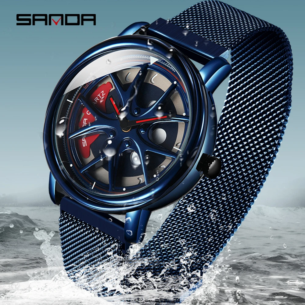 Sleek Black Waterproof Stainless Steel Skeleton Dial Men's Wristwatch