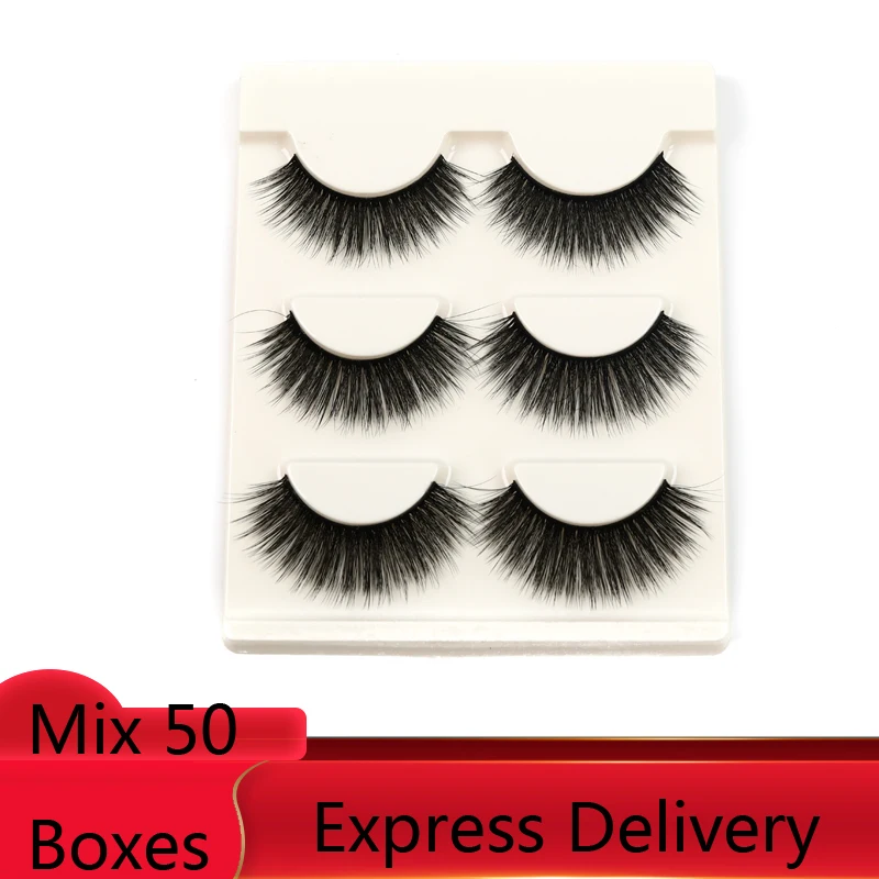 

Mink Lashes 3D Mink Eyelashes 100% Cruelty free Lashes Handmade Reusable Natural Eyelashes Popular False Lashes Makeup 50 boxes