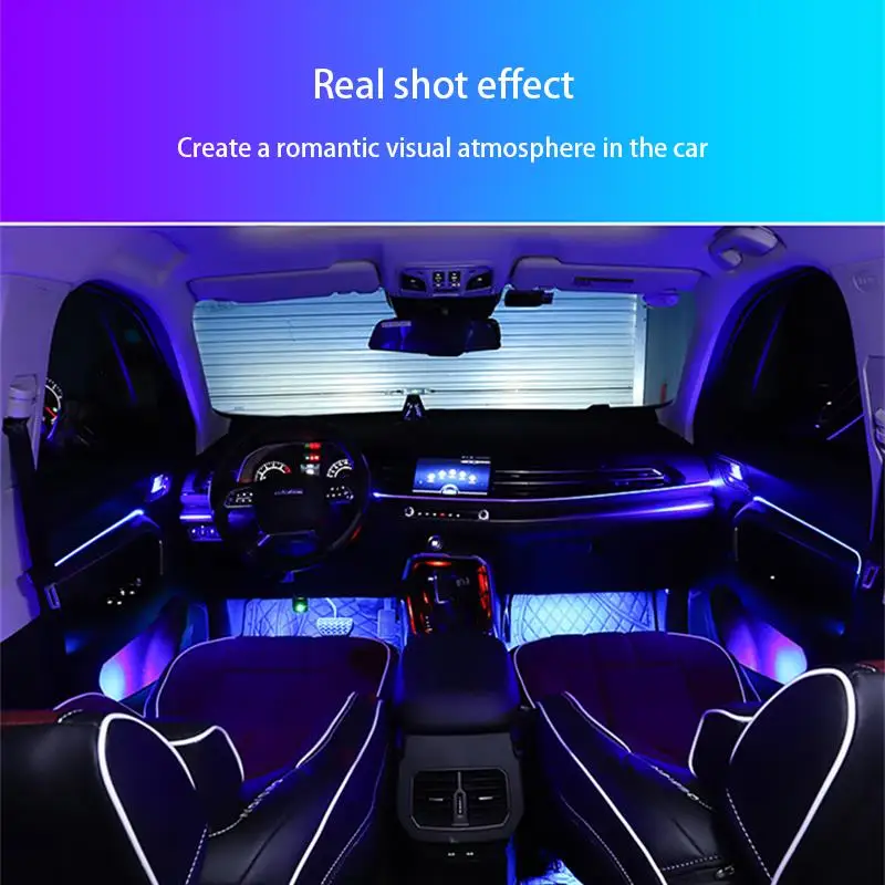 

AOZBZ 1 To 5 Car Interior Light Sound Active EL Neon Strip Bluetooth Phone Control Atmosphere Light RGB LED Multicolor Light