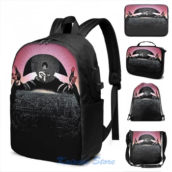 

Funny Graphic print Amadeus USB Charge Backpack men School bags Women bag Travel laptop bag