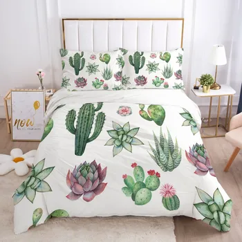 

3D Duvet Cover Sets Beddinga Bedding Bag Pillow Shams 180*220 200*225 228*228265*230 Succulent Plants Design White Bedding Sets