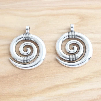 

5pcs Necklace Pendant Tibetan Silver Round Swirl Spiral Charms Pendant For Necklace Jewelry Findings Making 28*35mm