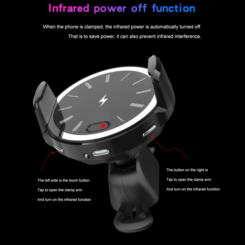 10W Car Mount Wireless Charger for iPhone XS Max XR X 8 Quick Qi Fast Charging Car Phone Holder For Samsung S10 S9 S8 Plus#g4