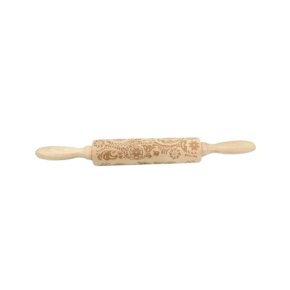 Popular Snowflake Laser Embossing Rolling Pin Printed Cookie Dough Stick Fondant Tool Baking Noodle Cake Dough Engraved Roller - Цвет: as picture