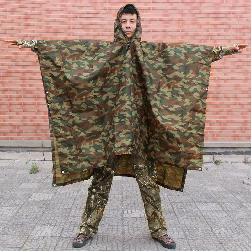 

Camouflage Outdoor Hunting Raincoat Camping Hiking Rain Poncho Multi-functional Backpack Rain Coat Hunting Hiking Fishing