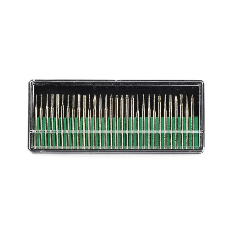 30 шт. 3 мм хвостовик шлифовальная режущая головка набор сверл алмазные Dremel роторная резьба Полировочный инструмент коническая шаровая Шлифовальная головка