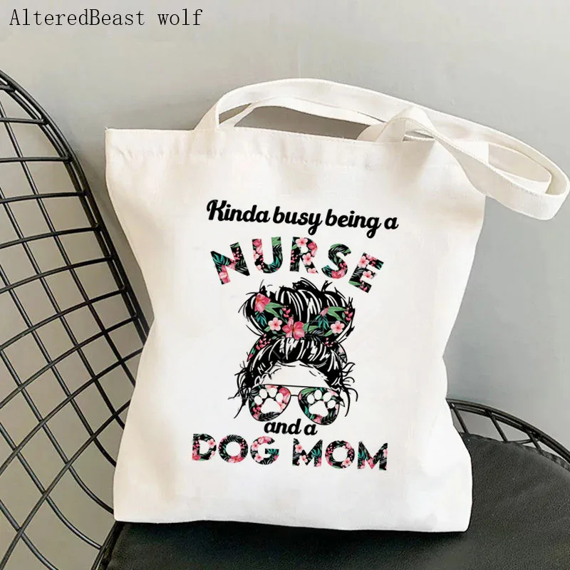 Women Shopper bag Nurse Squad Printed Kawaii Bag Harajuku Shopping Canvas Shopper Bag girl handbag Tote Shoulder Lady Bag