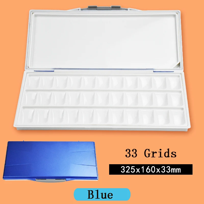 33 grids blue 18/26/33 сетки профессиональный увлажняющий акварель Палитра для рисования пустой акварельные палитра красок коробка для баночек с красками для товары для рукоделия - Цвет: 33 grids blue